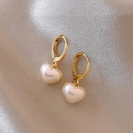 Pearl Heart Pendant Earrings