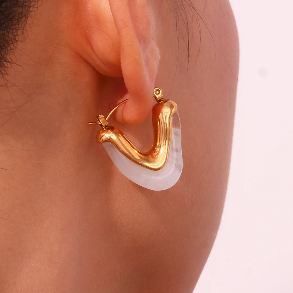 Amber V Shape Hoop Earring