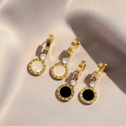 Roman Round Pendant Earrings