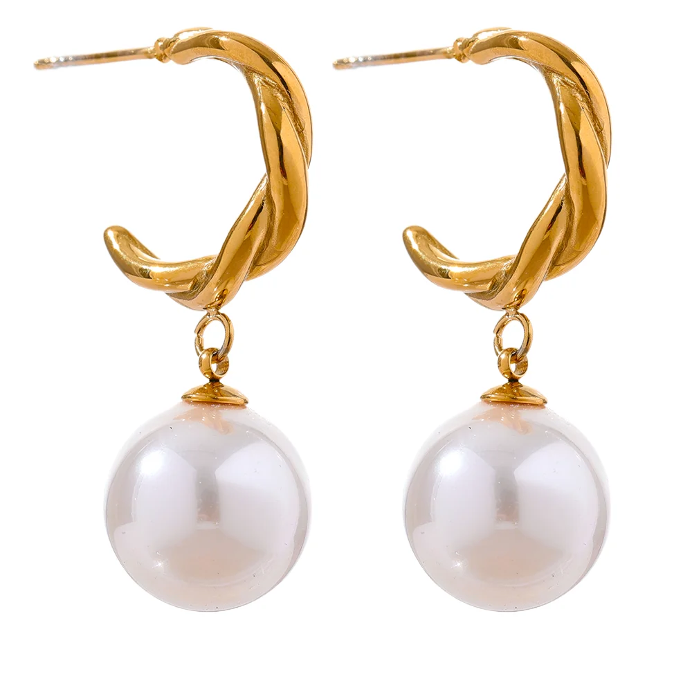 Pearl Drop Twisted Earrings