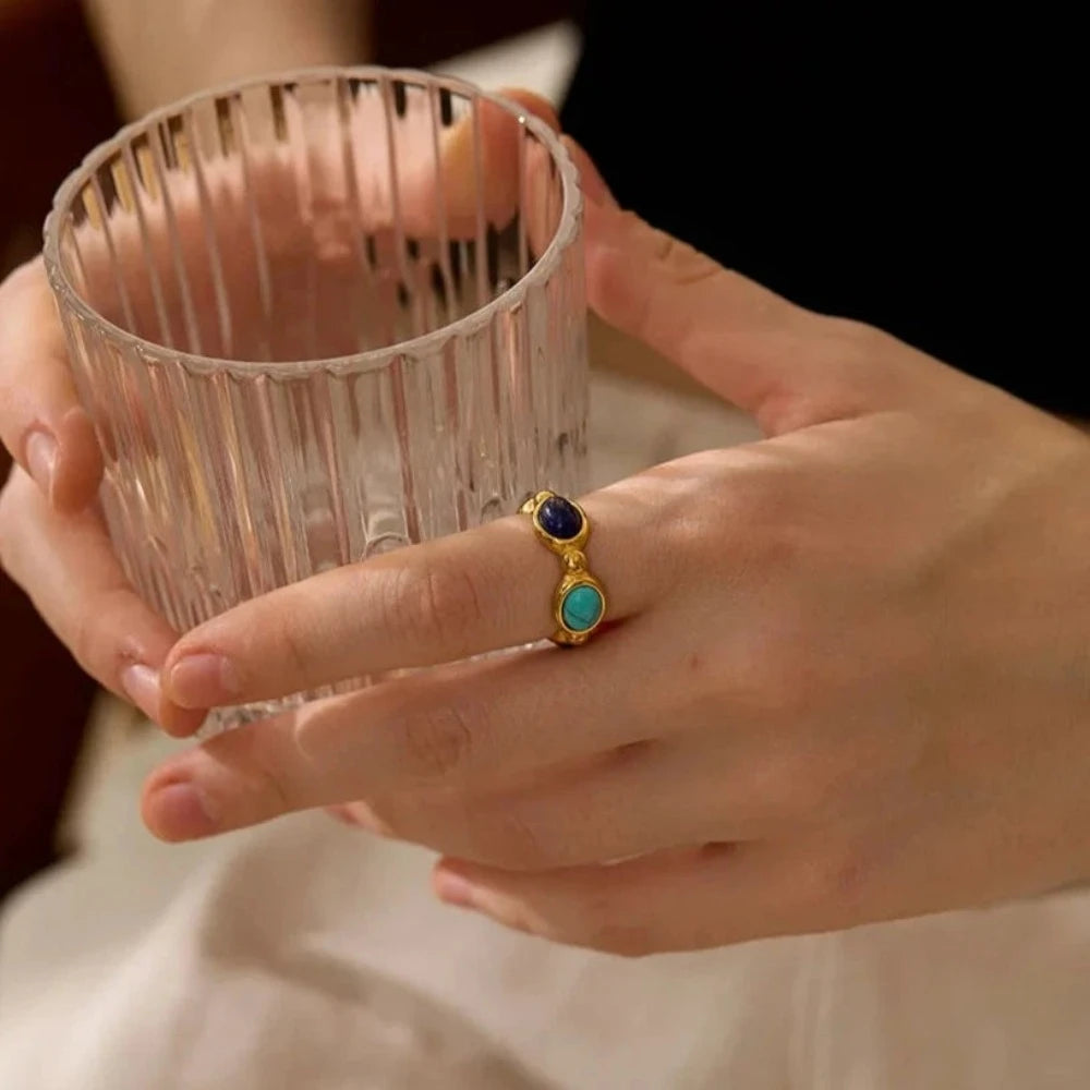 Colorful Natural Stone Agate Ring