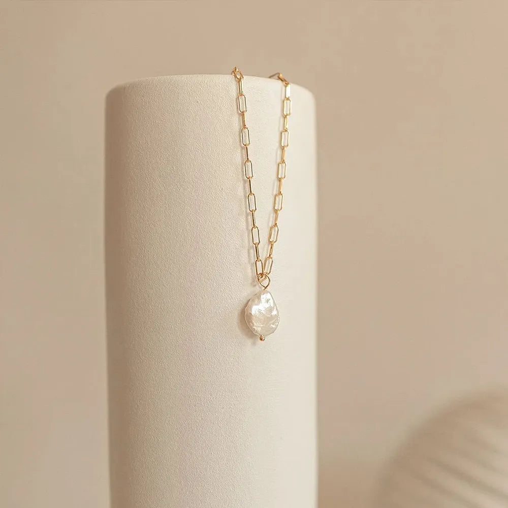 Freshwater Pearl Pendant Chain Necklace