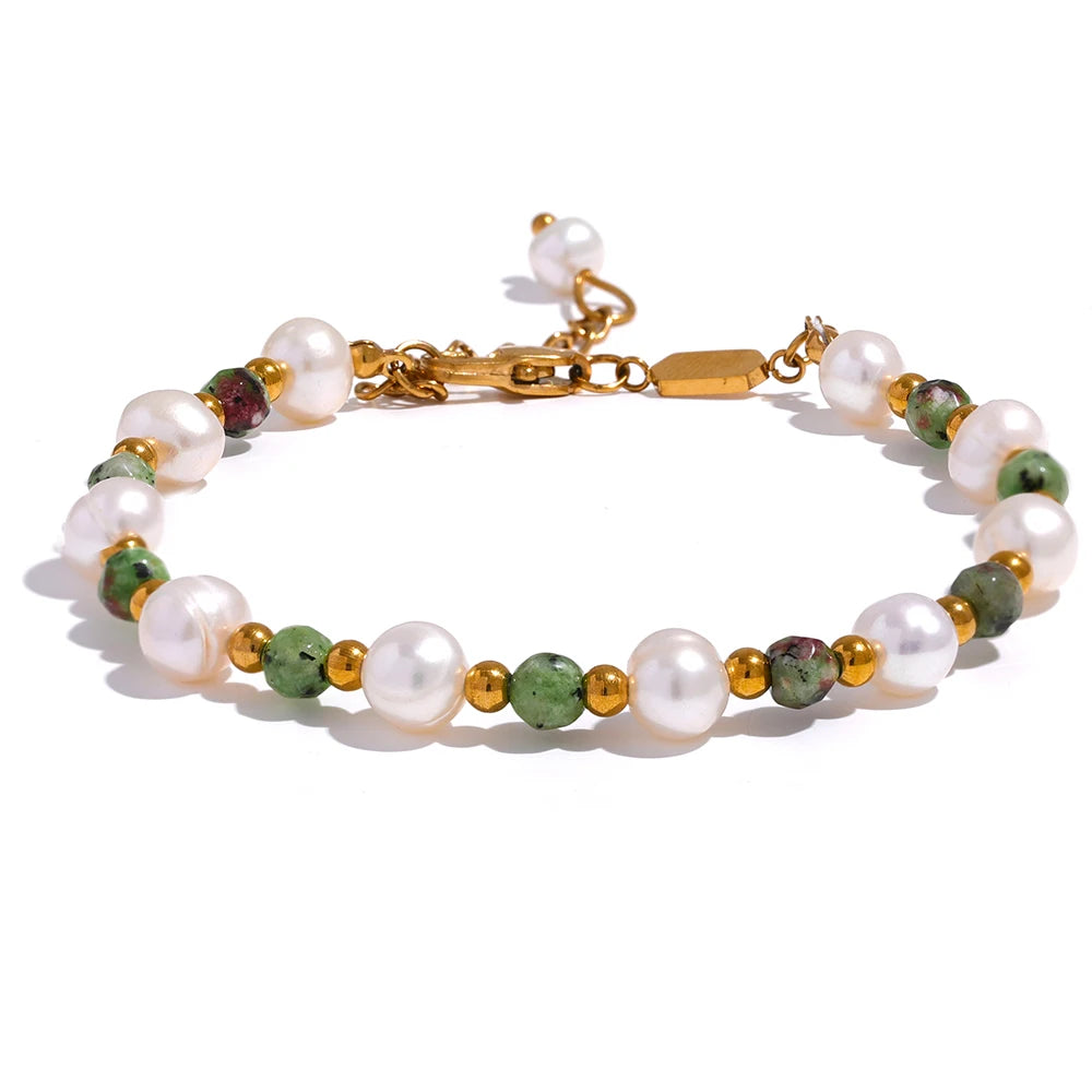 Natural Stone Freshwater Pearls Bracelet