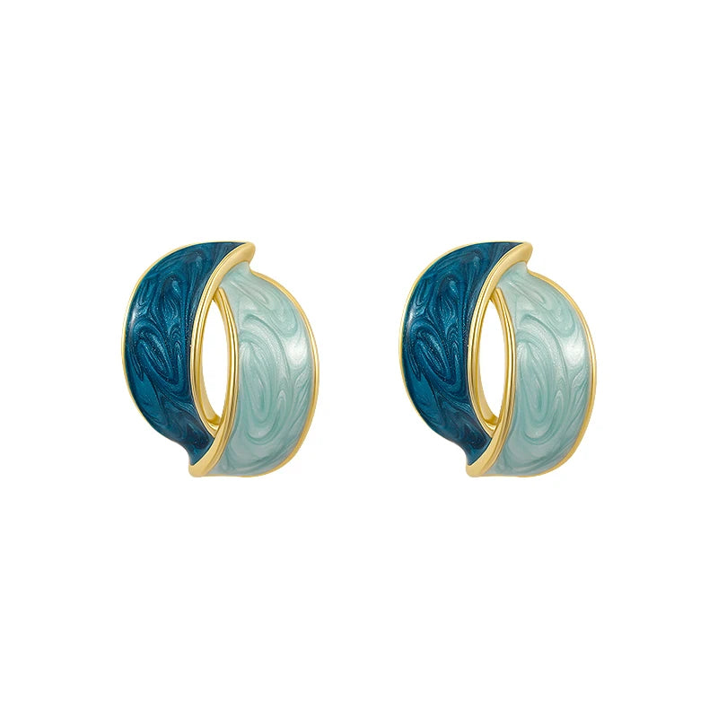 Blue Oval Earrings