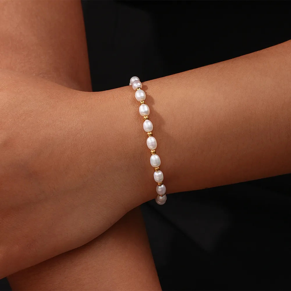 Gold Bracelet Freshwater Pearls