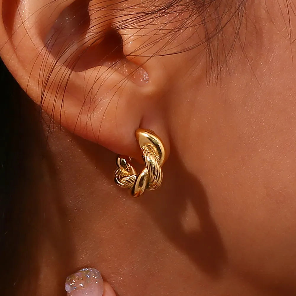 Twisted Hoop Earrings Gold