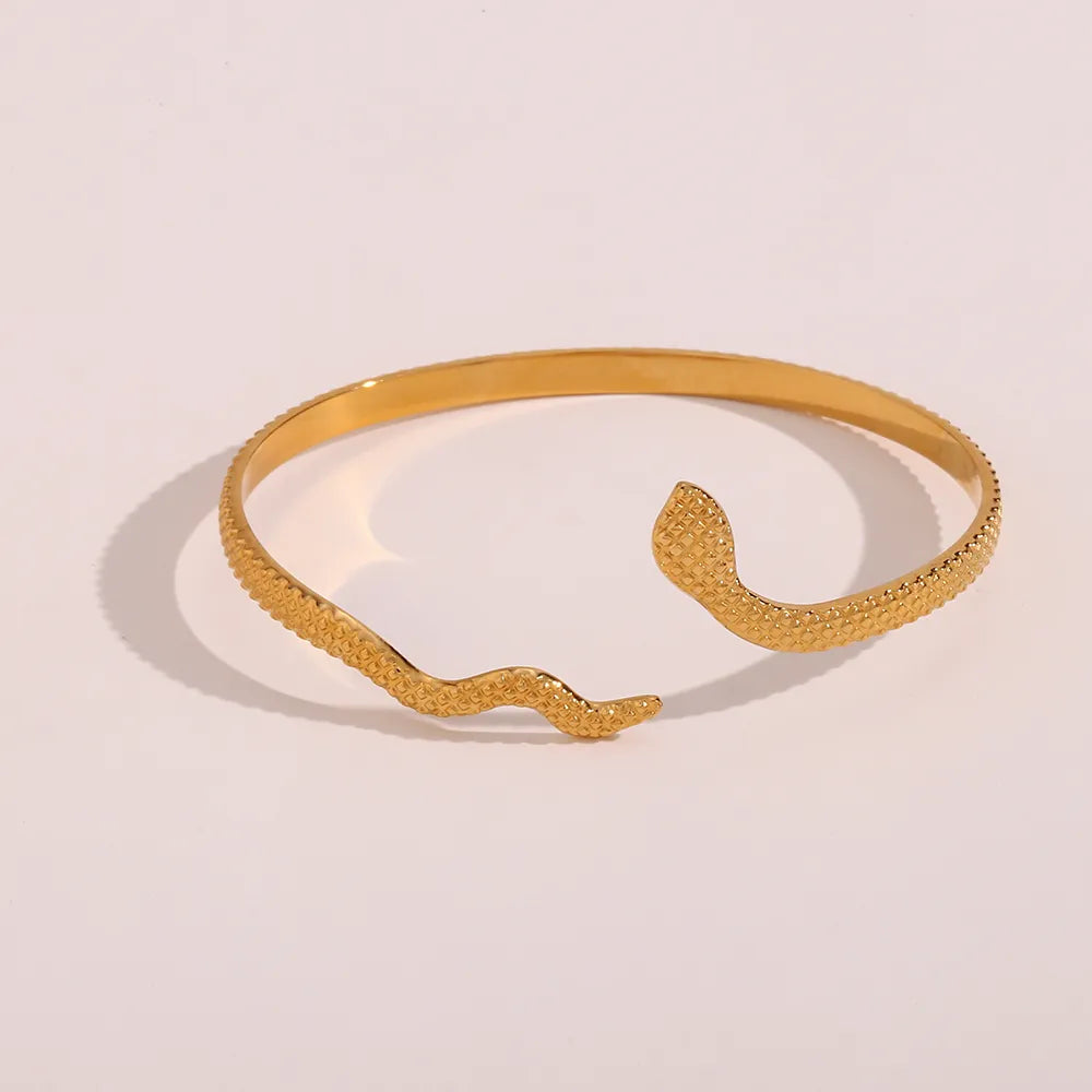 Texture Snake Gold Bangle Bracelet