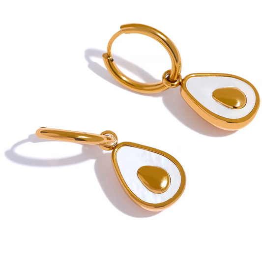 Avocado Drop Hoop Earrings