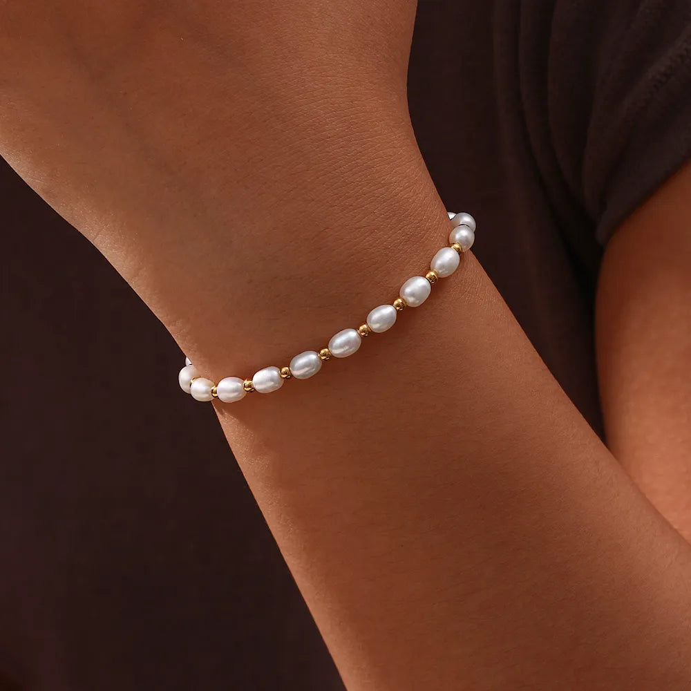 Gold Bracelet Freshwater Pearls