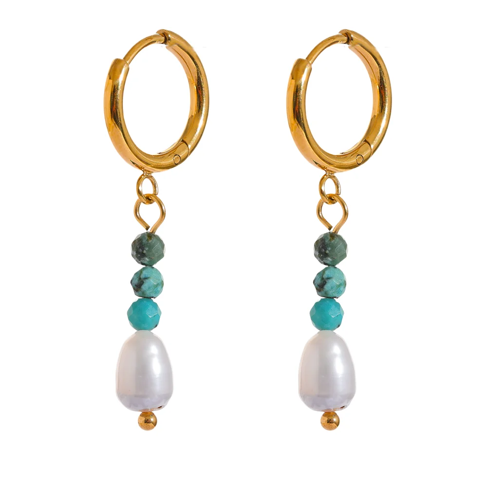 Freshwater Pearl Drop Hoop Earrings