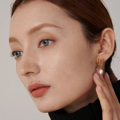 Boucles d'oreilles géométriques en perles d'eau douce