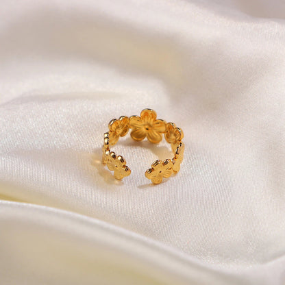 Adjustable Gold Flowers Ring - Zafinne Jewelry
