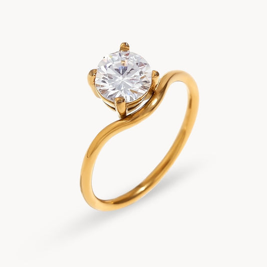 Alina Solitaire Twist Ring - Zafinne Jewelry