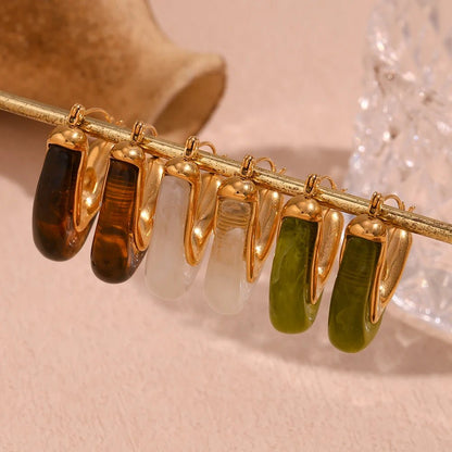 Amber V Shape Hoop Earring - Zafinne Jewelry