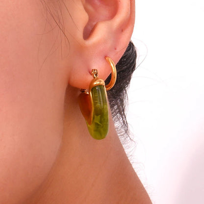 Amber V Shape Hoop Earring - Zafinne Jewelry
