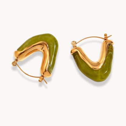 Amber V Shape Hoop Earring - Zafinne Jewelry