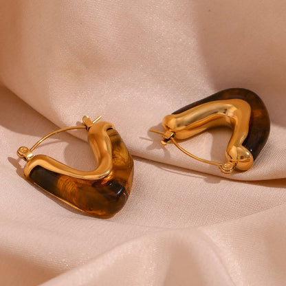 Amber V Shape Hoop Earring - Zafinne Jewelry