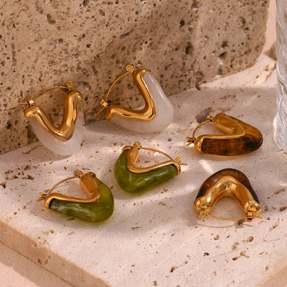 Amber V Shape Hoop Earring - Zafinne Jewelry