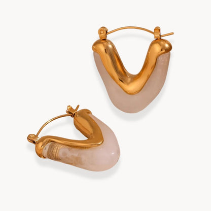Amber V Shape Hoop Earring - Zafinne Jewelry