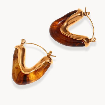 Amber V Shape Hoop Earring - Zafinne Jewelry