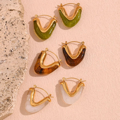 Amber V Shape Hoop Earring - Zafinne Jewelry