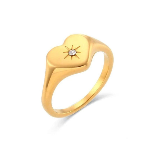 Heart North Star Ring