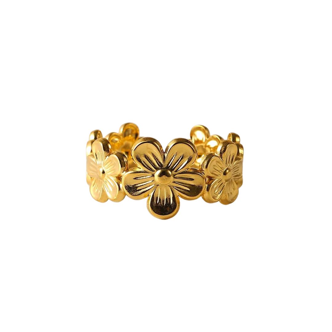 Adjustable Gold Flowers Ring