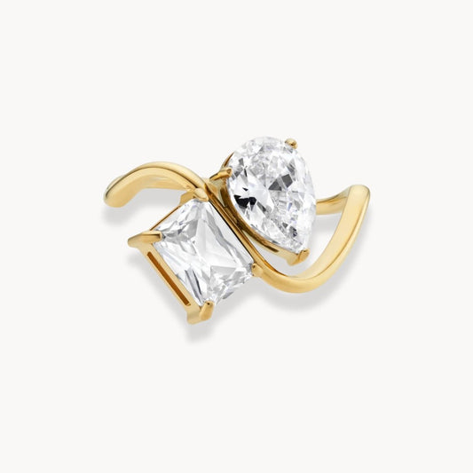 Aurora Double Stone Open Ring - Zafinne Jewelry