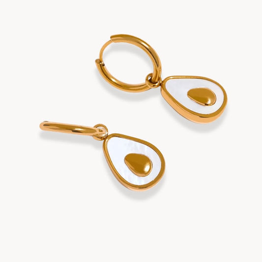 Avocado Drop Hoop Earrings - Zafinne Jewelry