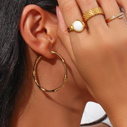 Bamboo Hoop Earrings - Zafinne Jewelry