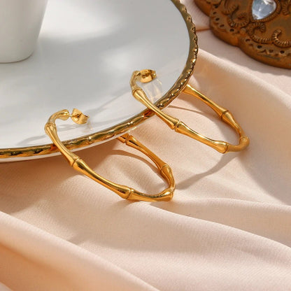 Bamboo Hoop Earrings - Zafinne Jewelry