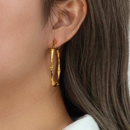 Bamboo Hoop Earrings - Zafinne Jewelry