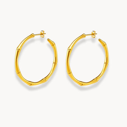 Bamboo Hoop Earrings - Zafinne Jewelry
