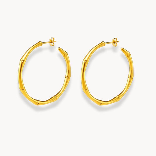 Bamboo Hoop Earrings - Zafinne Jewelry