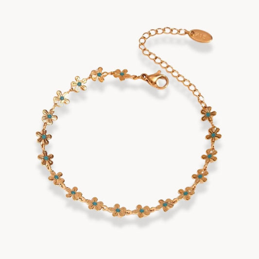 Blue Flower Chain Bracelet - Zafinne Jewelry