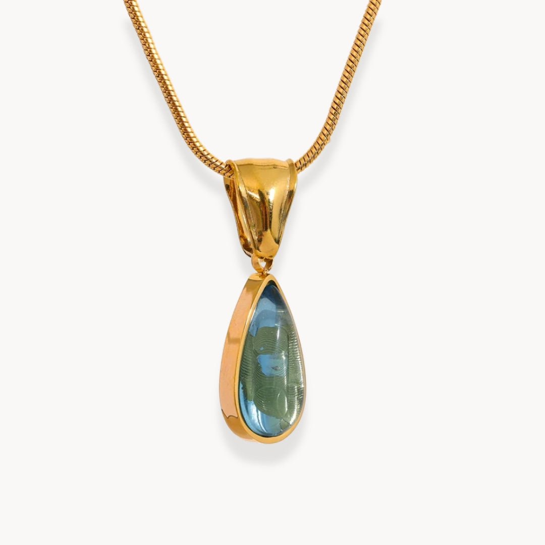 Celeste Blue Teardrop Pendant Necklace - Zafinne Jewelry