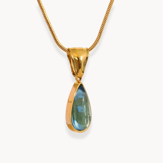 Celeste Blue Teardrop Pendant Necklace - Zafinne Jewelry