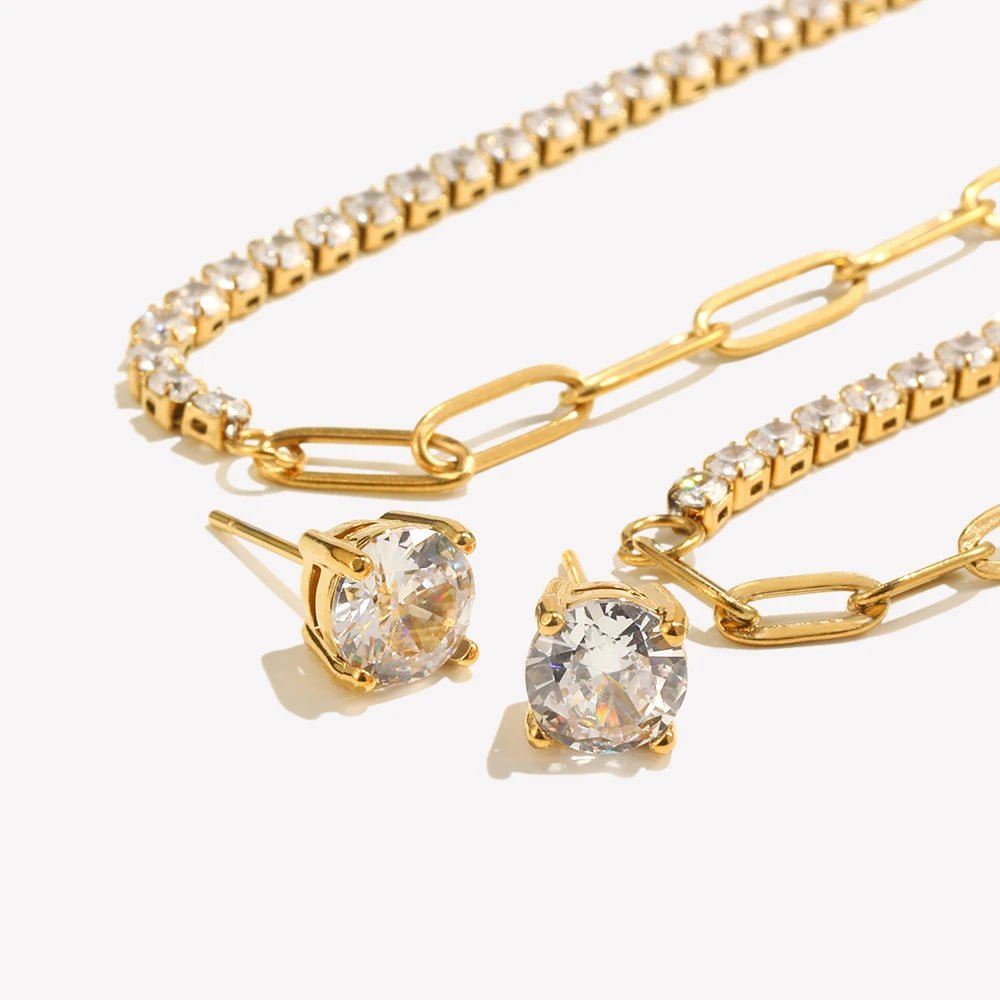 Celina Zircon Stud Earrings - Zafinne Jewelry