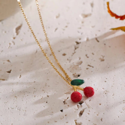 Cherry Pendant Necklace - Zafinne Jewelry