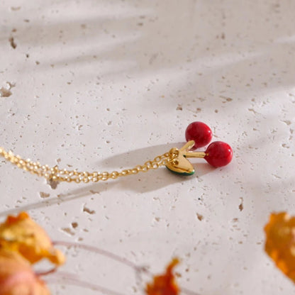 Cherry Pendant Necklace - Zafinne Jewelry
