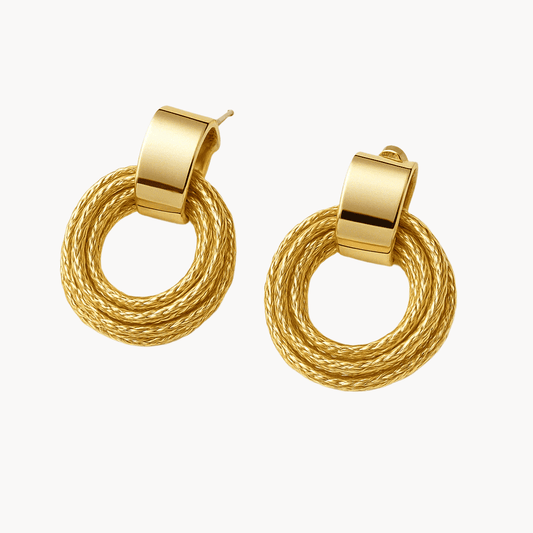 Circle Pendant Gold Earrings - Zafinne Jewelry