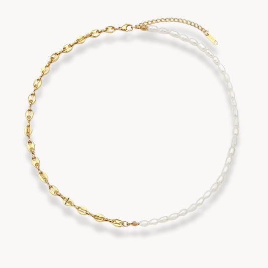 Coffee Bean and Freshwater Pearl Necklace - Zafinne Jewelry