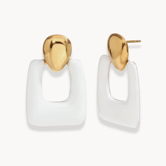 Colorful Hollow Rectangular Drop Earrings - Zafinne Jewelry