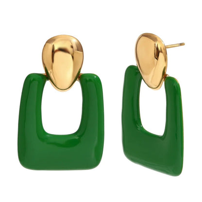Colorful Hollow Rectangular Drop Earrings - Zafinne Jewelry