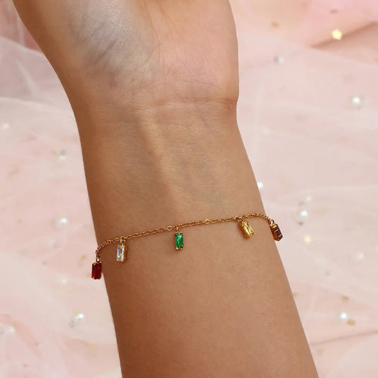 Colorful Square Stone Bracelet - Zafinne Jewelry