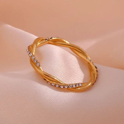 Crystal Twisted Ring - Zafinne Jewelry