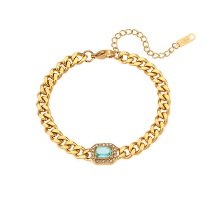 Cubic Zirconia Cuban Chain Bracelet - Zafinne Jewelry