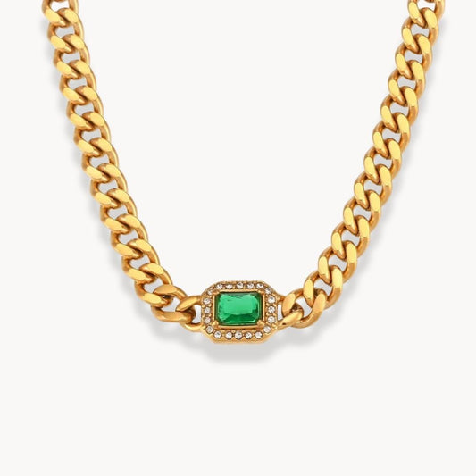 Cubic Zirconia Cuban Chain Necklace - Zafinne Jewelry