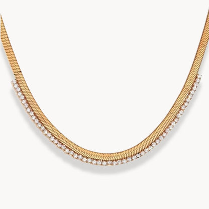 Cubic Zirconia Herringbone Necklace - Zafinne Jewelry