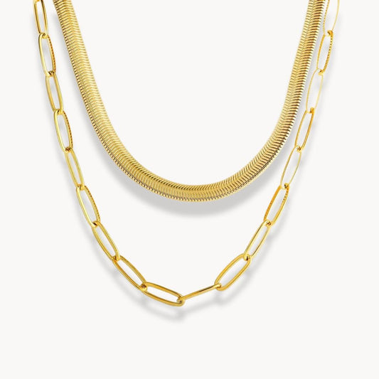 Double Layer Snake Chain Necklace - Zafinne Jewelry